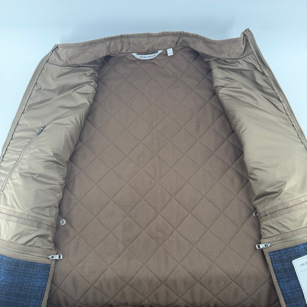 Peter Millar Wool Essex Quilted Vest Mens XL Navy Blue Melange Full Zip Golf - Picture 5 of 15